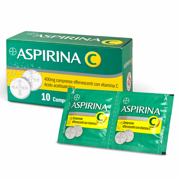 Aspirina C - 400 mg Compresse Effervescenti con Vitamina C 10 Compresse in Strip Al/pe/carta-pe/al/surlyn