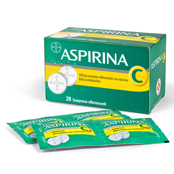 Aspirina C - 400 mg Compresse Effervescenti con Vitamina C 20 Compresse in Strip Al/pe/carta-pe/al/surlyn