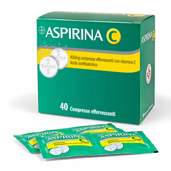 Aspirina C - 400 mg Compresse Effervescenti con Vitamina C 40 Compresse in Strip Al/pe/carta-pe/al/surlyn