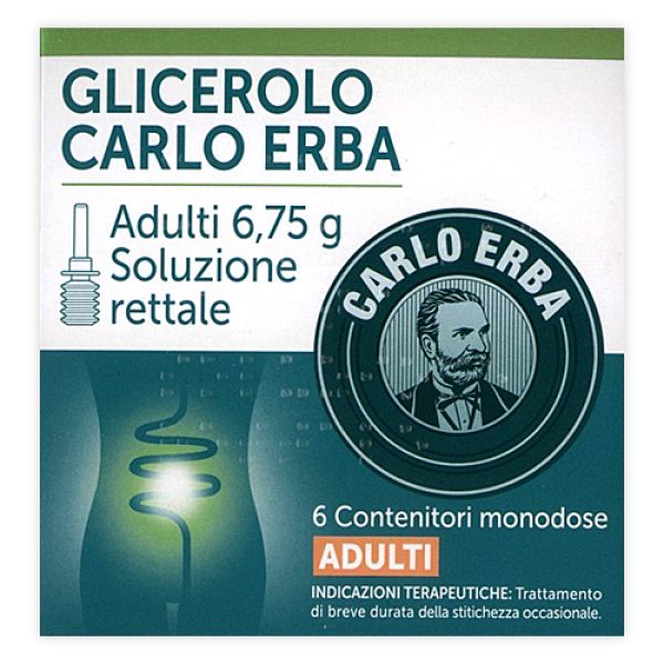 Glicerolo (carlo Erba) - Adulti 6,75 g Soluzione Rettale 6 Contenitori Monodose con Camomilla E Malva