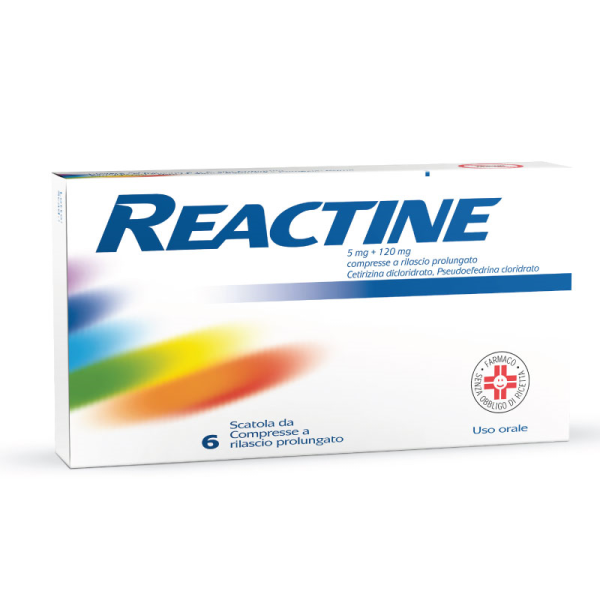 Reactine - 5 mg + 120 mg Compresse a Rilascio Prolungato, 6 Compresse in Blister Pvc-aclar-al