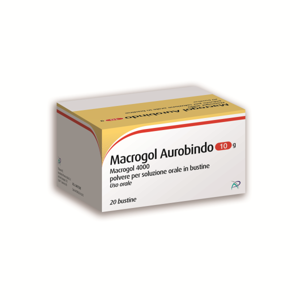Macrogol (aurobindo) - 10 g Polvere per Soluzione Orale in Bustina 20 Bustine in Pap/pe/al/pe