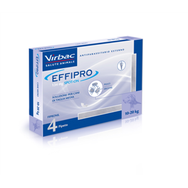 Effipro - 134 mg Soluzione Spot On per Cani da 10 a 20 Kg 4 Pipette da 1,34 ml