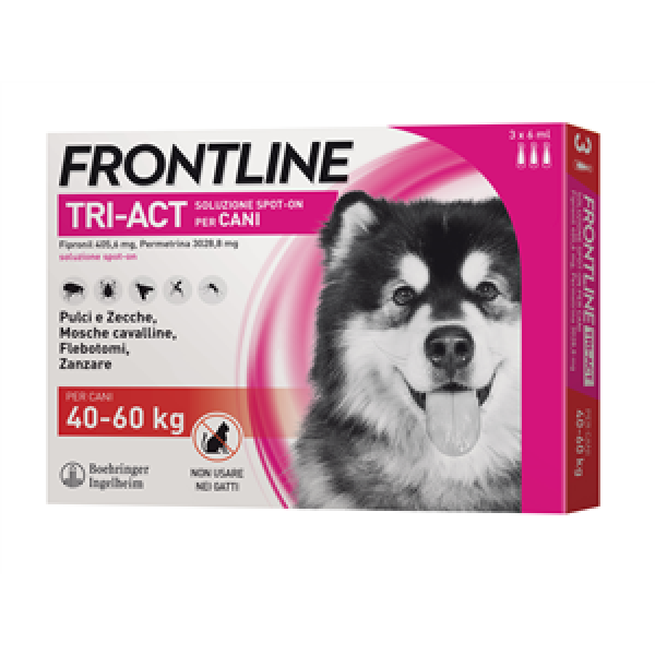 Frontline Tri-act - 405,6 mg + 3.028,8 mg Soluzione Spot On per Cani da 40 a 60 Kg 3 Pipette da 6 ml
