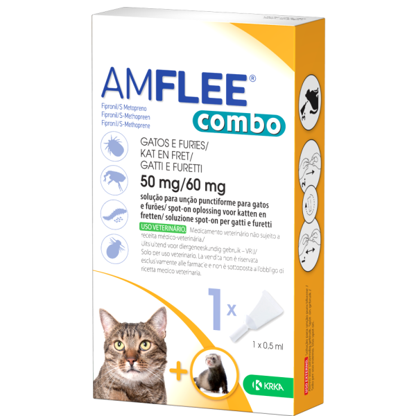 Amflee Combo - 50 mg + 60 mg Soluzione Spot On per Gatti E Furetti 1 Pipetta da 0,5 ml