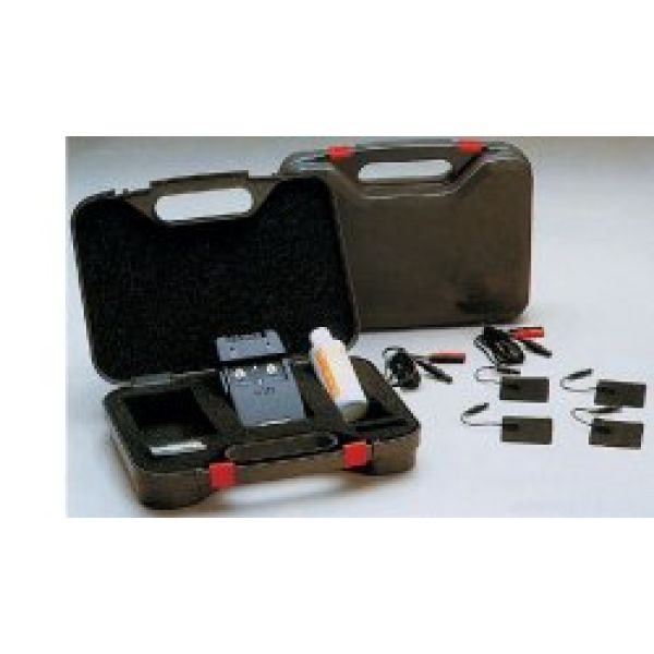 Tens Portatile Corredato di Valigetta Contenente di 2 Cavetti a 2 Fili, 1 Batteria a 9v, 1 Tubo di Gel, 4 Elettrodi Riutilizzabili, Manuale D'uso