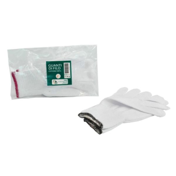 Guanto di Filo Cotone 100% Bianco per Allergie Dermatologiche 8,5 1 Paio