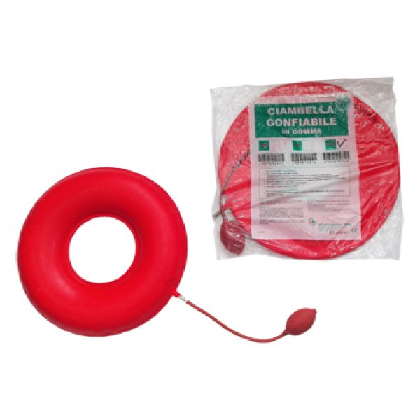 Ciambella Gonfiabile per Invalidi in Gomma Rossa Team Deluxe con Pompa 45cm Diametro