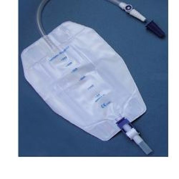 Sacca Raccogli Urina da Gamba per Incontinenza 3 Camere Comfort 500 ml a Basso Profilo in Pvc Lato Rivestito Tnt con Tubo Diritto 45 Cm Senza Punto di Prelievo 8 Pezzi