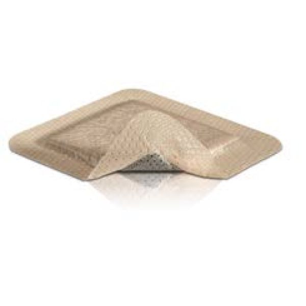 Medicazione in Schiuma di Poliuretano Mepilex Border Ag con Argento Assorbente Antimicrobica Bordo Integrato Strato di Contatto in Silicone Morbido 15x15 Cm 5 Pezzi