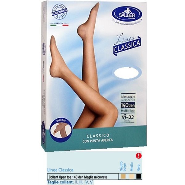 Sauber Collant Open Toe Maglia Microrete 140 Den Colore Neutro Beige 3 Linea Classica