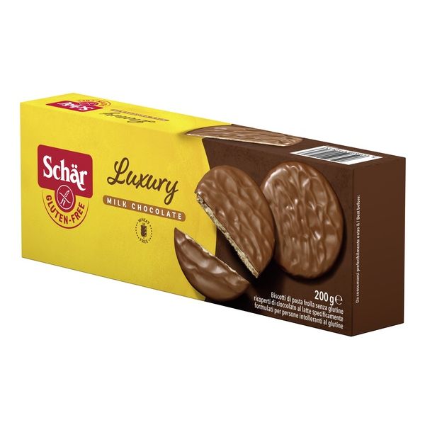 Schar Luxury Biscotti di Pasta Frolla Ricoperti di Cioccolato Al Latte 200 g