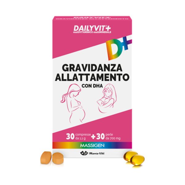 Dailyvit+ Gravidanza Allattamento con Dha Multivitaminico E Multiminerale 30 Compresse + 30 Perle