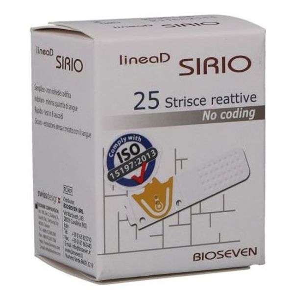 Strisce Misurazione Glicemia Linea D Sirio 25 Pezzi