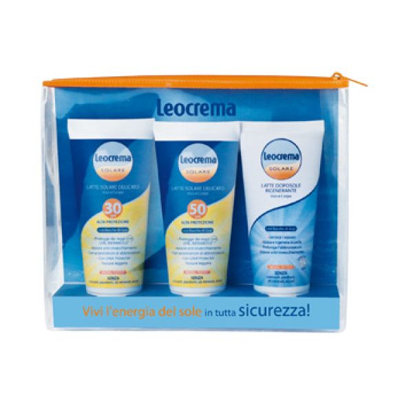 Leocrema Tavel Kit Solari 3 Pezzi 1 Latte Solare Delicato Viso E Corpo 30spf + 1 Latte Solare Delicato Viso E Corpo 50spf + 1 Latte Doposole Rigenerante Viso E Corpo