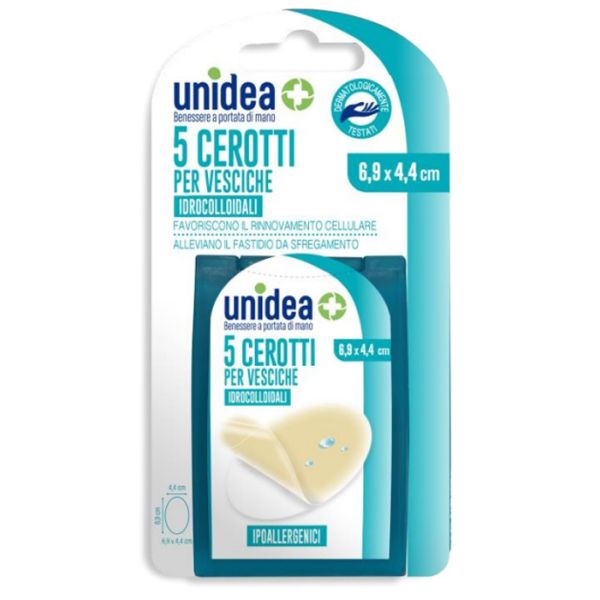 Cerotto Idrocolloidale Ovale Unidea per Vesciche 6,9x4,4 Cm 5 Pezzi