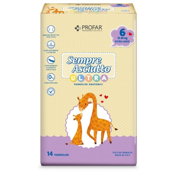 Pannolini Profar Sempre Asciutto Ultra Extra 15/30 Kg 14 Pezzi
