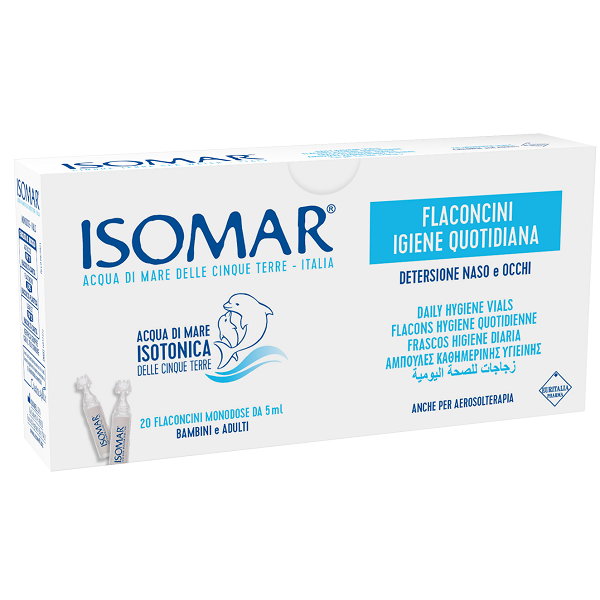 Isomar Soluzione Isotonica Acqua Mare Igiene Quotidiana 20 Flaconcini Monodose 5 ml