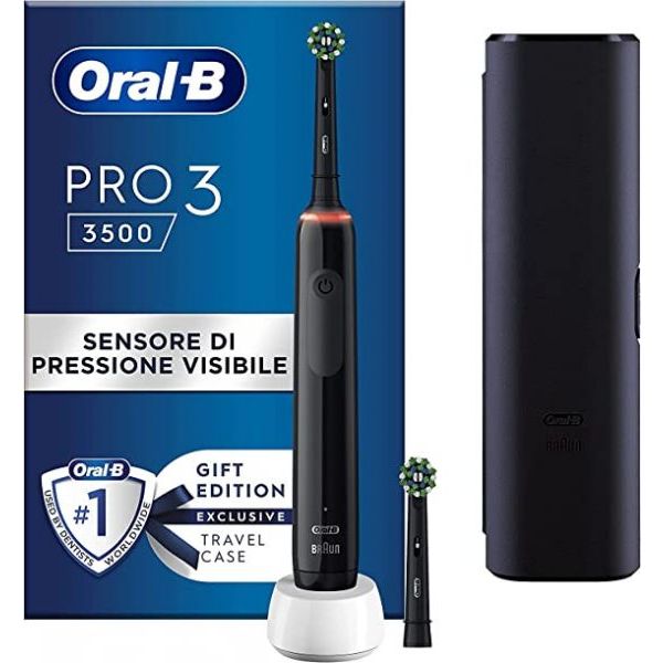 Oral-b Pro 3 Black Spazzolino Elettrico + 2 Refill
