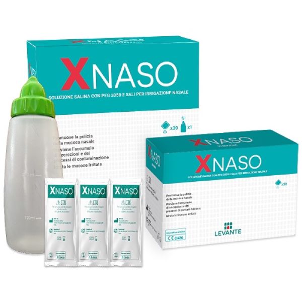 Soluzione Salina con Peg 3350 E Sali per Irrigazione Nasale Xnaso 30 Bustine + 1 Erogatore