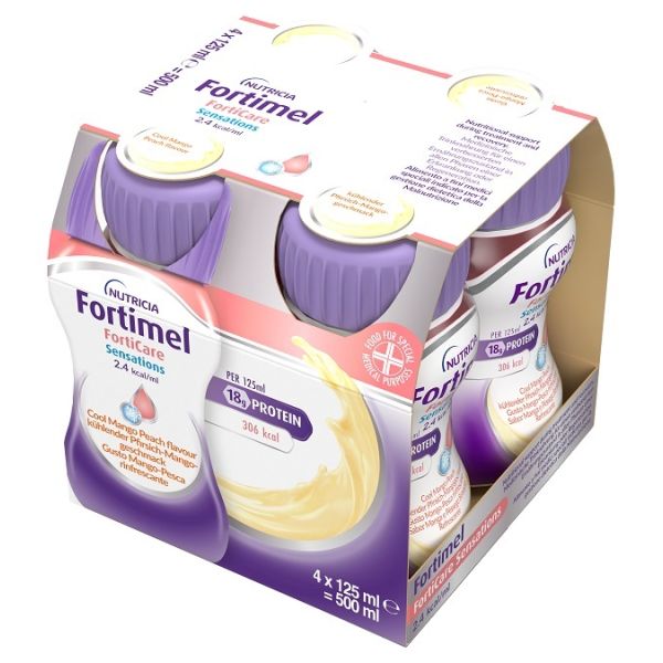 Fortimel Forticare Sensation 2,4 Kcal/ml Pesca/mango Rinfrescante 4 Pezzi da 125 ml