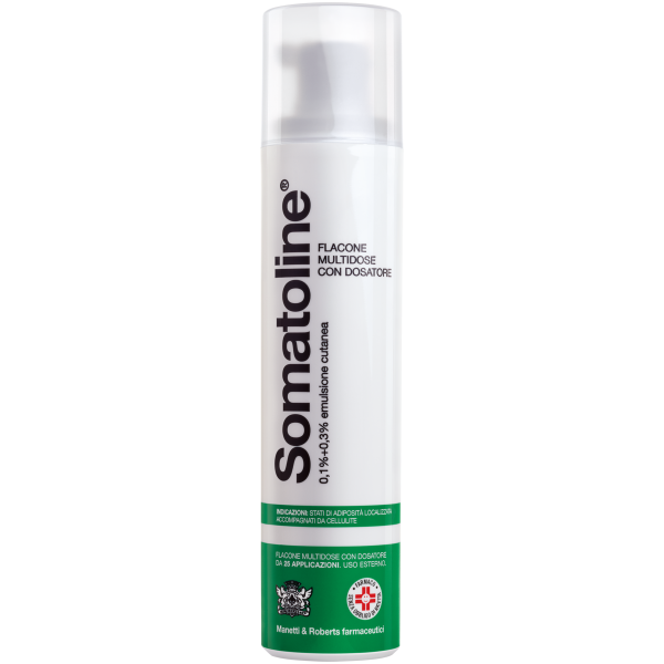 Somatoline - 0,1% + 0,3% Emulsione Cutanea, Flacone con Dosatore 25 Applicazioni