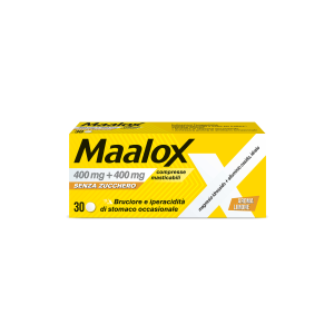 Maalox - 400 Mg+ 400 mg Compresse Masticabili Senza Zucchero Aroma Limone 30 Compresse