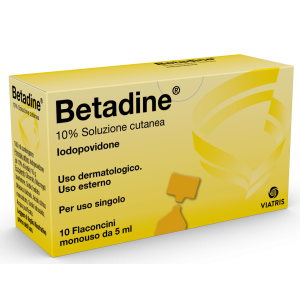 Betadine - 10% Soluzione Cutanea 10 Flaconcini Monouso in Hdpe da 5ml
