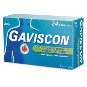 Gaviscon - 500 mg + 267 mg Compresse Masticabili Gusto Menta, 24 Compresse in Blister