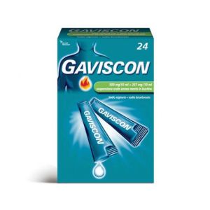 Gaviscon - 500 Mg/10 ml + 267 Mg/10 ml Sospensione Orale Aroma Menta, 24 Bustine Monodose da 10 ml