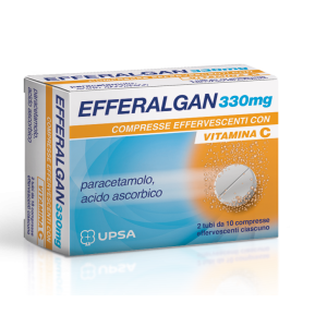 Efferalgan - 330 mg Compresse Effervescenti con Vitamina C, 20 Compresse