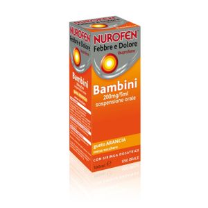 Nurofen Febbre E Dolore - 200 Mg/5 ml Sospensione Orale Gusto Arancia Senza Zucchero Flacone da 100 ml con Siringa Dosatrice