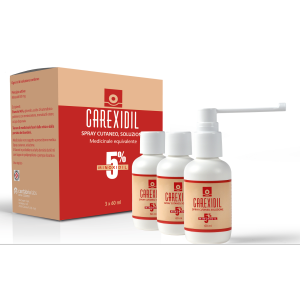 Carexidil - 5% Spray Cutaneo Soluzione, 3 Flaconi in Hdpe da 60 ml con Pompa Dosatrice