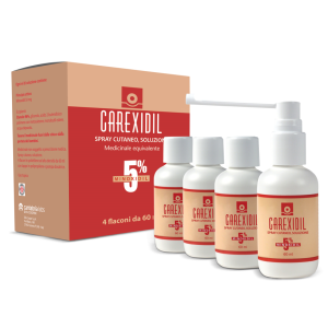 Carexidil - 5% Spray Cutaneo Soluzione, 4 Flaconi in Hdpe da 60 ml con Pompa Dosatrice