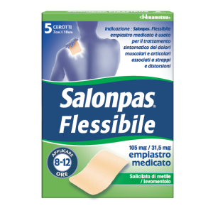 Salonpas Flessibile - 105 Mg/31,5 mg Empiastro Medicato 5 Empiastri in Bustina Cellopane/pe/al/pe