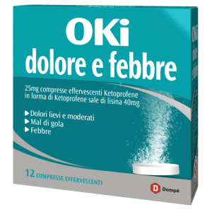 Oki Dolore E Febbre - 25 mg Compresse Effervescenti 12 Compresse in Bustina Pap/pe/al/pe