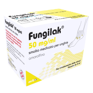 Fungilak - 50 Mg/ml Smalto Medicato per Unghie 1 Flacone in Vetro da 3 ml con 10 Spatole Riutilizzabili 1 Porta Spatola 30 Salviettine Detergenti E 30 Limette