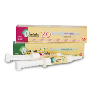 Duelmint 40 - 40 Mg/ml + 2 Mg/ml Pasta per Uso Orale per Cani di Piccola Taglia, Gatti 1 Siringa Graduata da 15 ml