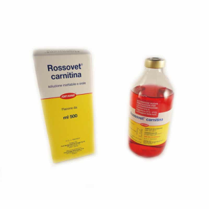 Rossovet Carnitina - Soluzione Iniettabile Ed Orale per Bovini, Equini, Suini, Ovini, Caprini, Cani, Gatti 1 Flacone da 500 ml