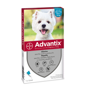 Advantix Spot On - 100 mg + 500 mg Soluzione Spot On per Cani da 4 a 10 Kg 1 Pipetta da 1 ml