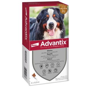 Advantix Spot On - 600 mg + 3.000 mg Soluzione Spot On per Cani da 40 a 60 Kg 6 Pipette da 6 ml