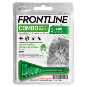 Frontline Combo Spot-on Gatti - 50 mg + 60 mg Soluzione Spot On per Gatti E Furetti 1 Pipetta da 0,5 ml