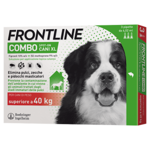 Frontline Combo Spot-on Cani Xl - 402 mg + 361,8 mg Soluzione Spot On per Cani >40 Kg 3 Pipette da 4,02 ml