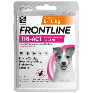 Frontline Tri-act - 67,6 mg + 504,8 mg Soluzione Spot On per Cani da 5 a 10 Kg 1 Pipetta da 1 ml