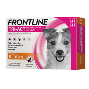 Frontline Tri-act - 67,6 mg + 504,8 mg Soluzione Spot On per Cani da 5 a 10 Kg 6 Pipette da 1 ml