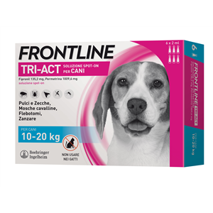 Frontline Tri-act - 135,2 mg + 1.009,6 mg Soluzione Spot On per Cani da 10 a 20 Kg 6 Pipette da 2 ml