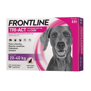 Frontline Tri-act - 270,4 mg + 2.019,2 mg Soluzione Spot On per Cani da 20 a 40 Kg 3 Pipette da 4 ml