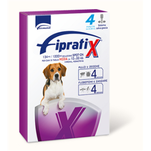 Fipratix - 134 mg + 1.200 mg Soluzione Spot On per Cani da 10 a 20 Kg 4 Pipette da 2,20 ml