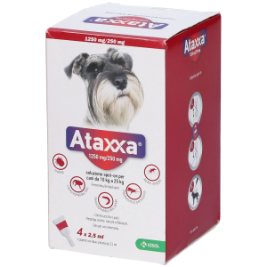 Ataxxa Spot-on - 1.250 mg + 250 mg Soluzione Spot On per Cani da 10 a 25 Kg 4 Pipette da 2,5 ml