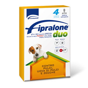 Fipralone Duo - 67 mg + 20 mg Soluzione Spot On per Cani da 2 a 10 Kg 4 Pipette 0,67 ml